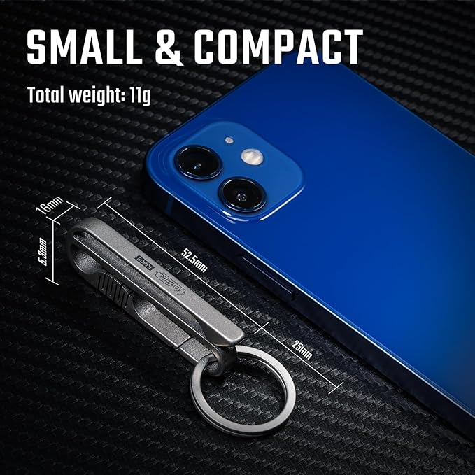 KeyUnity KM03 Titanium Keychain Clip Belt Loop Key Holder with Removable Key Ring for Duty Belt