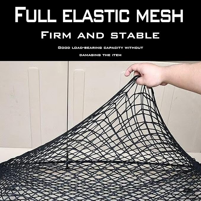 1 Pcs Cargo Net Stretchable, Car Rear Cargo Net,43.3 in*15.7 in Trunk Net Organizer for Car,Suitable for Most Cars, Trucks, Suvs