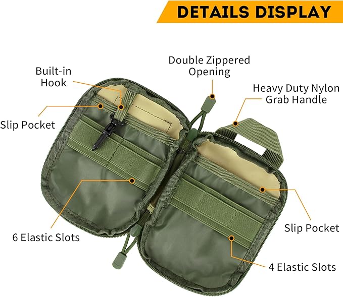 IronSeals Tactical Molle EDC Pouch Utility Tool Pouch Compact Pocket Organizer Pouch with US Flag Patch