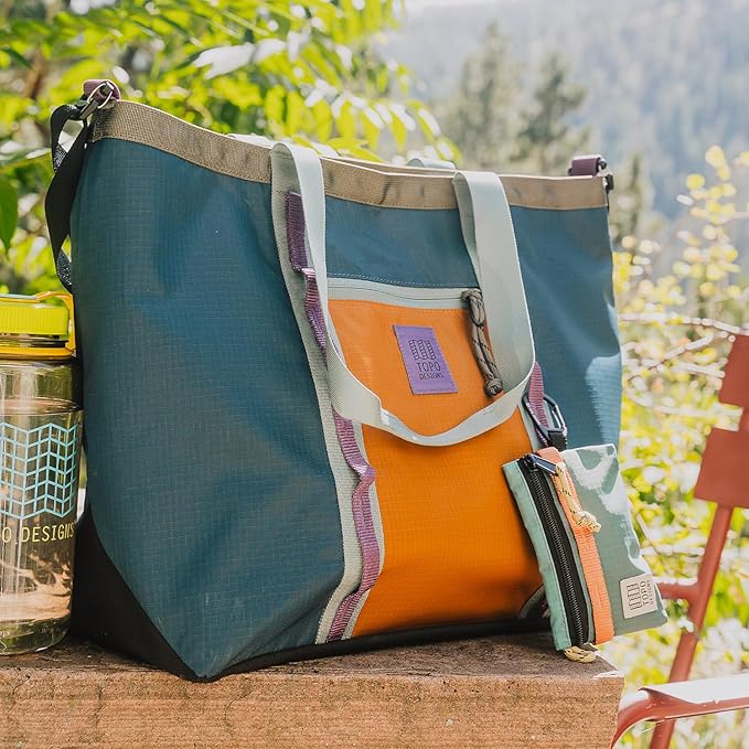 Topo Designs Accessory Bags, Travel Organizer Accessories for Smaller Items, Durable Storage Pouch, 3 Sizes, Fully Lined Pack Cloth (Mountain, Stone Blue/Bone White)