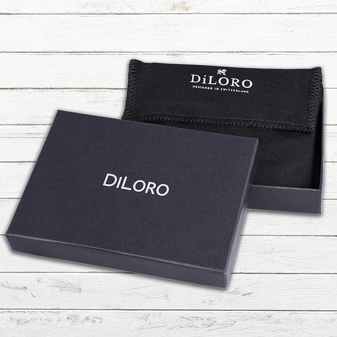 DiLoro Mens Wallet Full Grain Genuine Leather Slim Minimalist Front Pocket Bifold Soft Nappa RFID Protection (Tan)