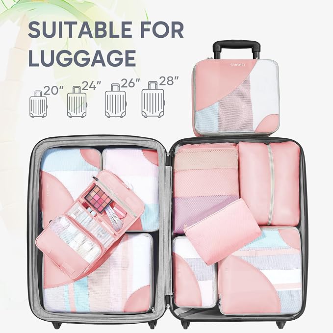OlarHike 10 Set Packing Cubes for Travel, Gifts for Women Mom,Anti-Tearing Suitcase Organizer with Over 1000 pcs Mesh Holes,Vacation Essentials & Accessories for Cruise Ship