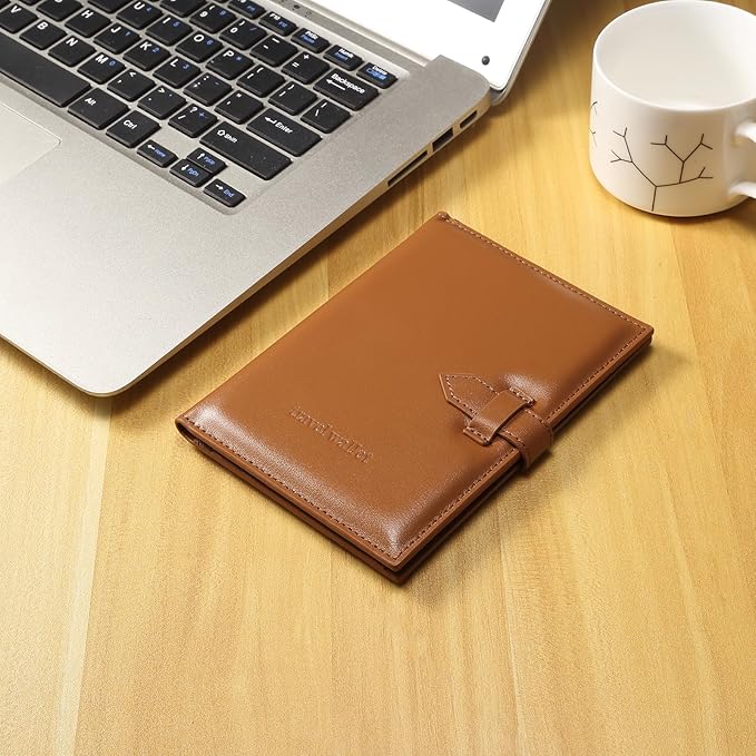 Passport Holder for Travel Essentials, Passport Wallet Cover Card holder Case for Travel Must Haves Accessories, Passport Book Holders for Women and Men, Brown