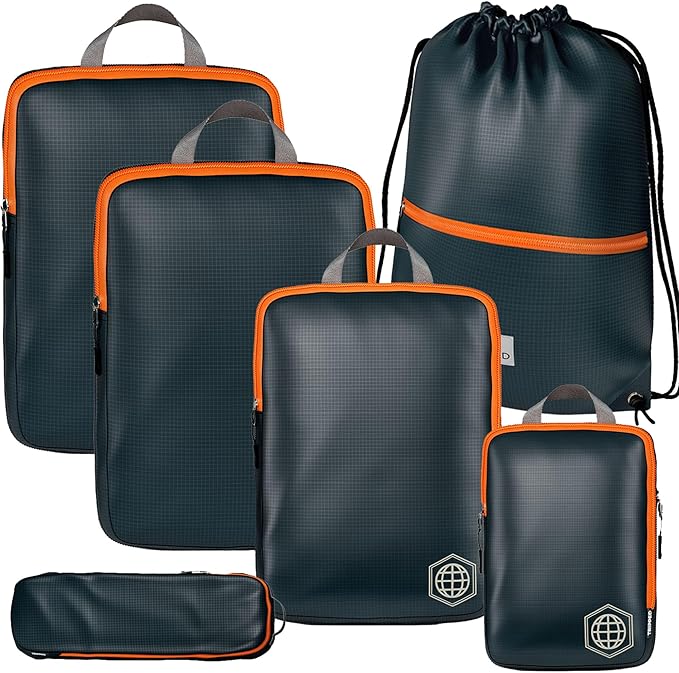 Extra Large Compression Packing Cube 6 Piece Set for Travel and Check Luggage by TRIPPED Travel Gear