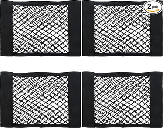 Universal Car Pouch Mesh Ceiling Netting Storage Auto Wall Sticker Net Pocket Elastic Trunk Organize Bag Black Load Cargo Mesh Storages Holder,4 Pack