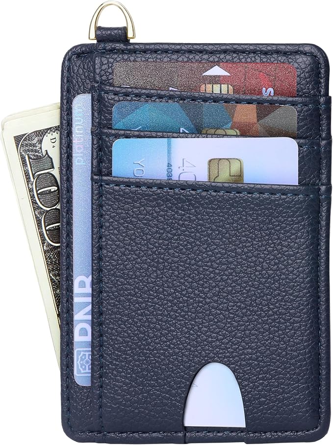 Badiya Credit Card Holder Slim Minimalist Wallet, Front Pocket Purse RFID Blocking Wallet Compact Card Case with ID Window for Women & Men