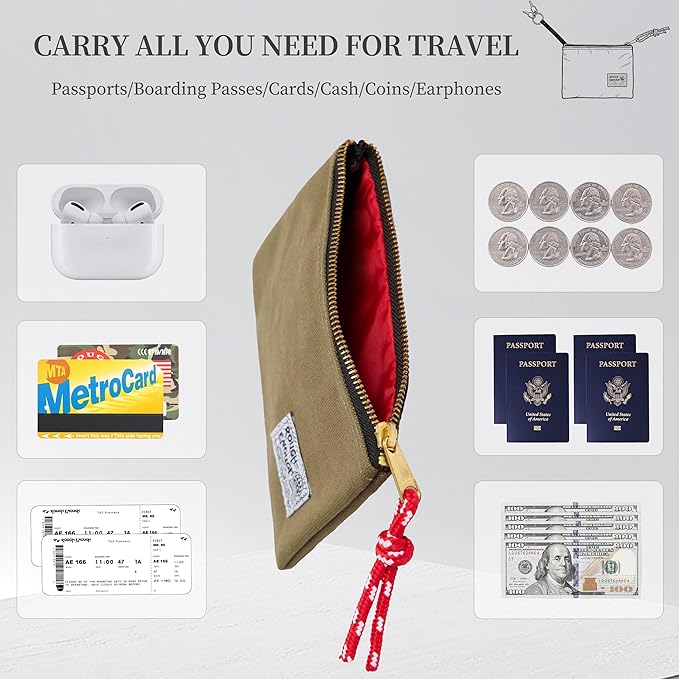 Rough Enough Passport Wallet for Men Women Compact Travel Pouch for Documents ID Essentials with Key Ring Heavy Duty Canvas