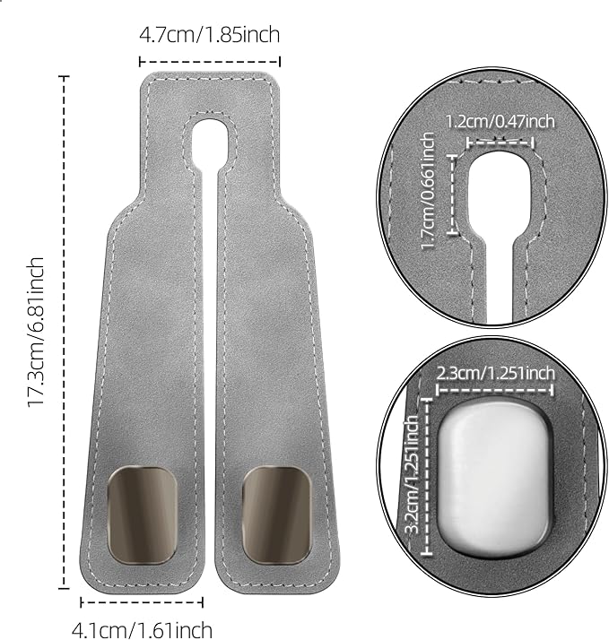 2 Pack Car Hooks for Headrest, Double Car Seat Headrest Hooks, Car Seat Back Storage Hook for Purses and Bags, Leather Purse Hook for Car, Car Bag Hooks Gray
