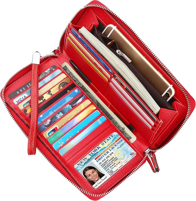 Lavemi Small Compact Women Wallet RFID Blocking Genuine Leather Bifold Purse with ID Windows