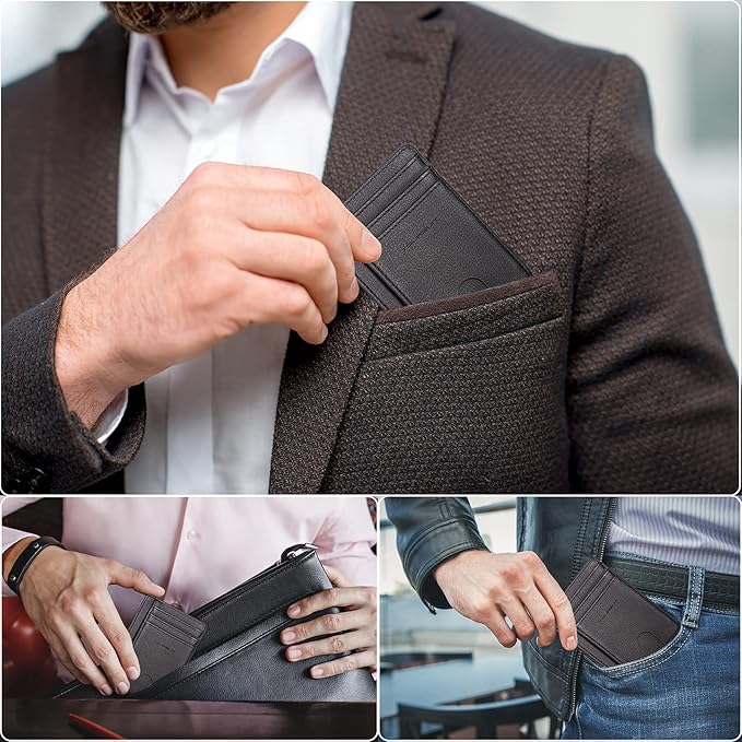 TOURSUIT Travel Minimalist Slim Front Pocket Wallet for Men Women, RFID Blocking Credit Card Holder Case (Lichee Black)