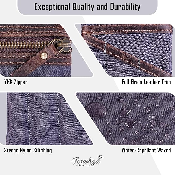 Waxed Canvas EDC Pocket Organizer for Men - Multi-Tool Back Pocket Pouch for Phone/Notebook, Pen, & EDC Gear - Water-Repellent Leather Tool Pouch, Sizes: 6” x 4” & 7” x 5”