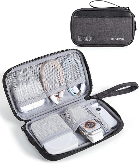 BAGSMART Small Travel Cable Organizer, Tech Organizer for Charger, Phone, Black