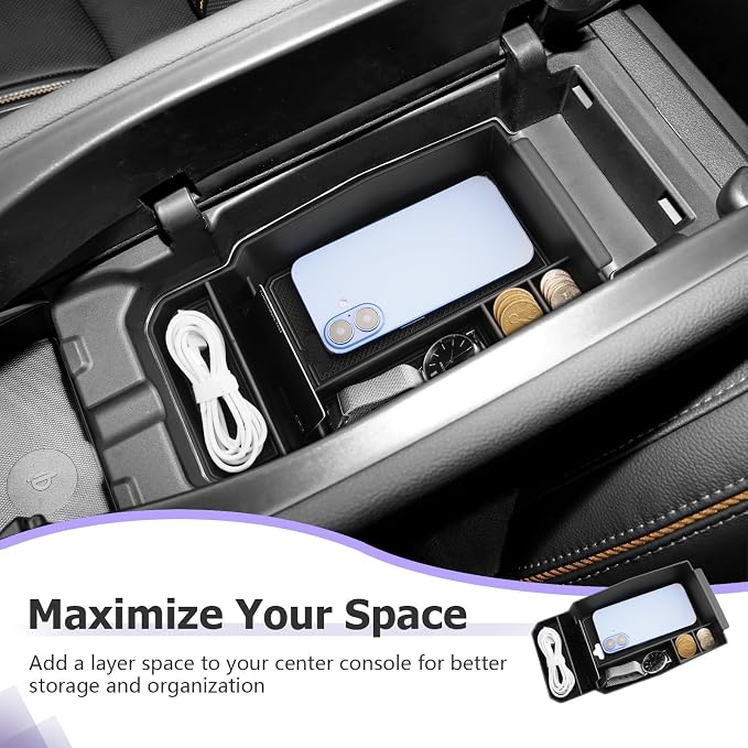 LUWU Mazda CX-5 2026 Center Console Organizer Compatible with 2026 Mazda CX5 Accessories Armrest Console Storage Box Insert Tray Mazda CX5 2026 Accessories ABS Material Black Coin Container