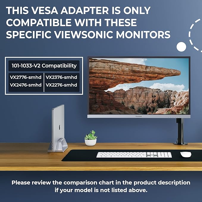 HumanCentric VESA Mount Adapter Compatible with Viewsonic Models VX2776-smhd, VX2476-smhd, VX2376-smhd, and VX2276-smhd, Does not Work with Monitor Models Ending in -2, 75x75 and 100x100 Patterns