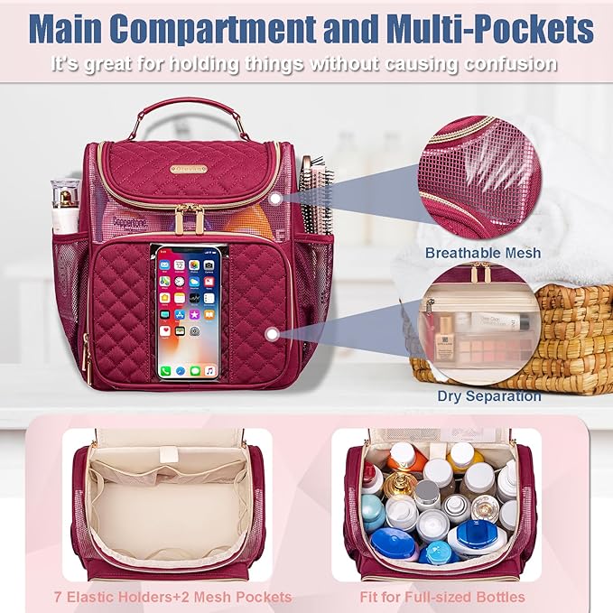 Otevan Large Toiletry Bag for Women Men,Portable Shower Caddy For College Dorms,Gym Shower Bag for Women, Quick Dry Hanging Toiletry Bag Bathroom Accessories Bag for Traveling, Camping Essentials