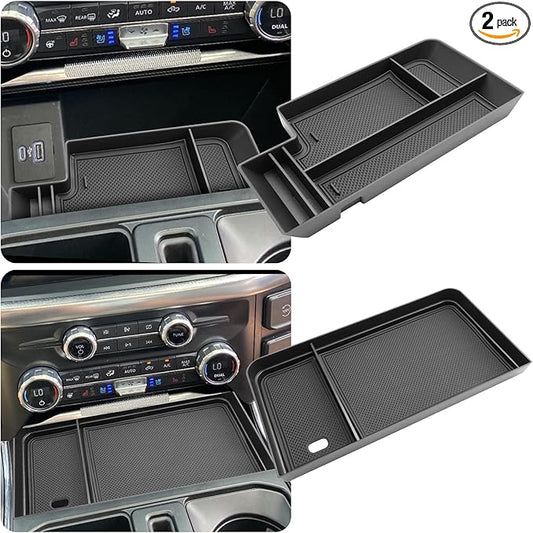 [2-Pack] F150 Console Organizer Compartment Cover for 2021-2025 2026 Ford F150 & 2022-2024 Lightning XLT F150 Center Console Tray Middle Console Storage Hidden Tray for 2022 Ford F150 XLT Accessories