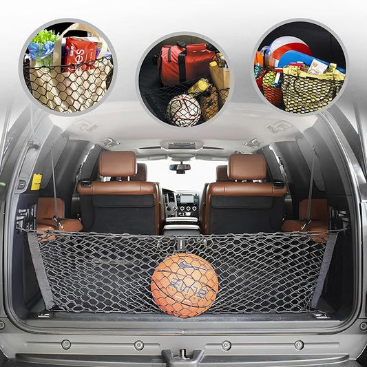 Envelope Style Automotive Elastic Trunk Mesh Cargo Net for Toyota Sequoia 2008-2026 - Premium Trunk Organizer and Storage - Luggage Net for SUV - Best Car Organizer for Toyota Sequoia