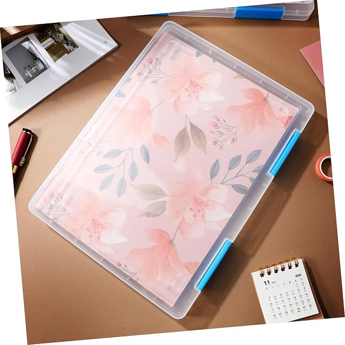 4pcs Clear Document Storage Box with Lid Transparent Plastic File Organizer for Office and Student Use Stackable Desktop Paper Storage Container Spill-resistant Protective Case