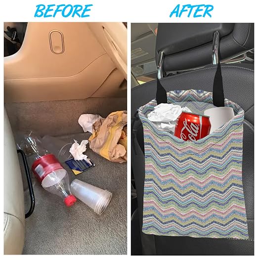 Car Garbage Bag Hanging Car Trash Can for Back Seat with Drawstring