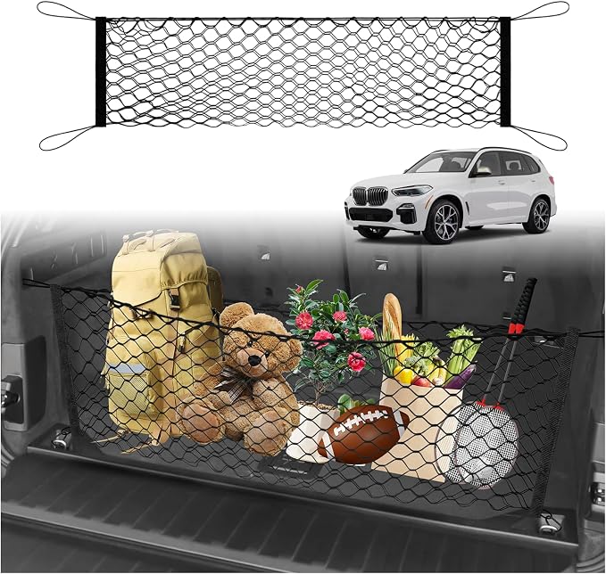Karltys Cargo Net for BMW X5 2021-2026 Trunk Net | Envelope Style Elastic Mesh Net | Heavy Duty Metal Hooks | BMW X5 Accessories