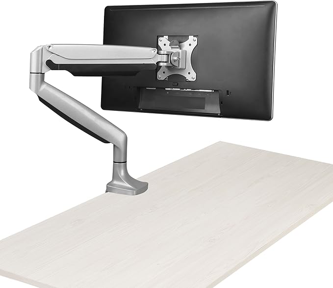 StarTech.com Desk Mount Monitor Arm - Full Motion Articulating - Monitors 12 to 34 Adjustable VESA Single Monitor Arm - Desk & Grommet Clamp -Silver (ARMPIVOTHD)