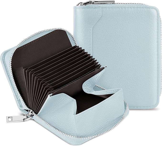 HUANLANG Mens Wallet RFID Blocking Multi Card Holder Wallets for Men Bifold Wallet with Zipper Small Men's Leather Wallet