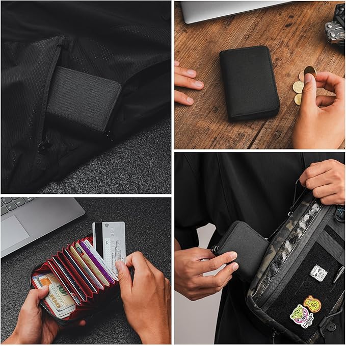 TACTICAL_GEEK PC1 EDC Durable 11-Slot Nylon Card Holder for Credit Cards, Lightweight Zippered Minimalist Wallet for Men and Women, Ideal for Work Travel, with Coin Pouch, Ultra-light and Waterproof,
