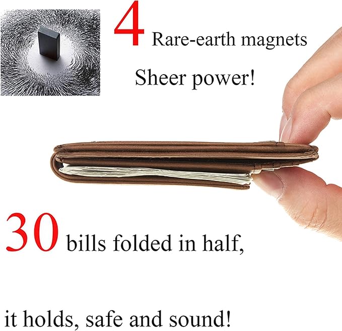 Toughergun Slim Wallet for Men RFID Blocking Money Clip, Minimalist Front Pocket Credit Card Holder, Magnetic Thin Mens Wallets with ID Window