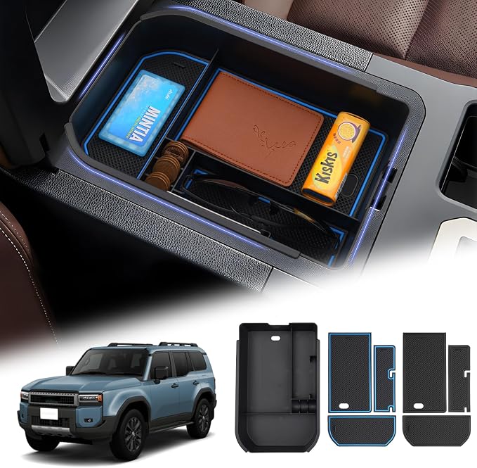 Sunsdrew Center Console Organizer Insert, Compatible with 2024-2026 Toyota Land Cruiser, ABS Armrest Storage Tray, Car Interior Accessories
