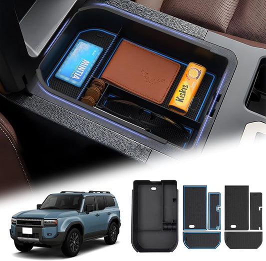 Sunsdrew Center Console Organizer Insert, Compatible with 2024-2026 Toyota Land Cruiser, ABS Armrest Storage Tray, Car Interior Accessories