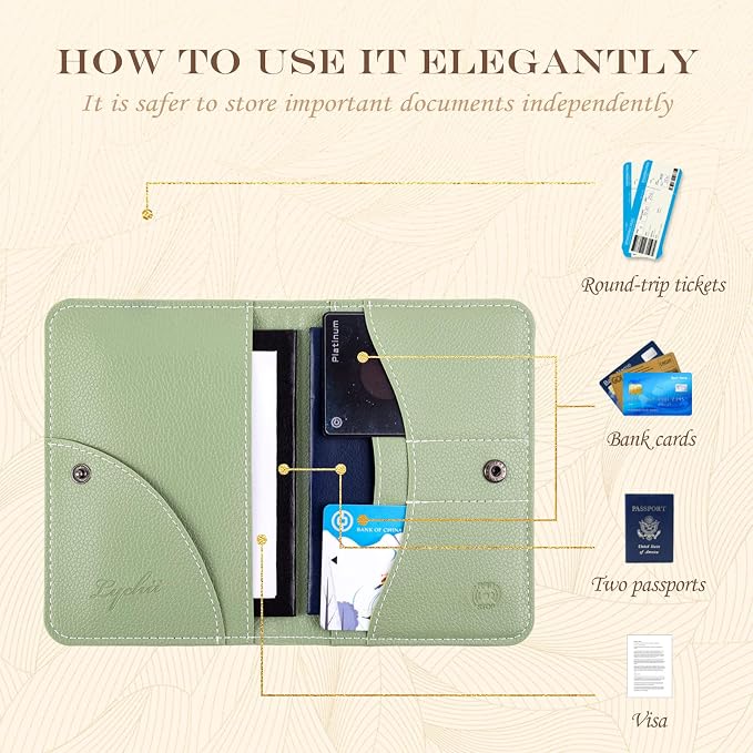 Lychii Slim Passport Holder RFID Blocking Travel Wallet - PU Leather Protector Case for Quick TSA Access, Secure Boarding Passes & ID Cards for Men Women International Travel