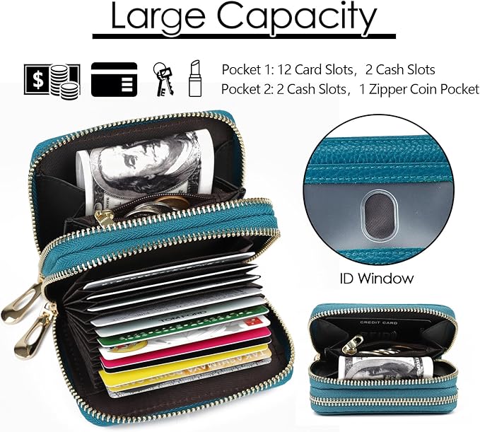 imeetu Rfid Credit Card Holder,Genuine Leather Businese Card Case,Rfid Blocking Wallet for Women & Men
