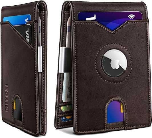 miyozi Airtag Wallet for Men,with Money Clip 11 Cards Slim Front Pocket Leather RFID Blocking Wallet with Gift Box
