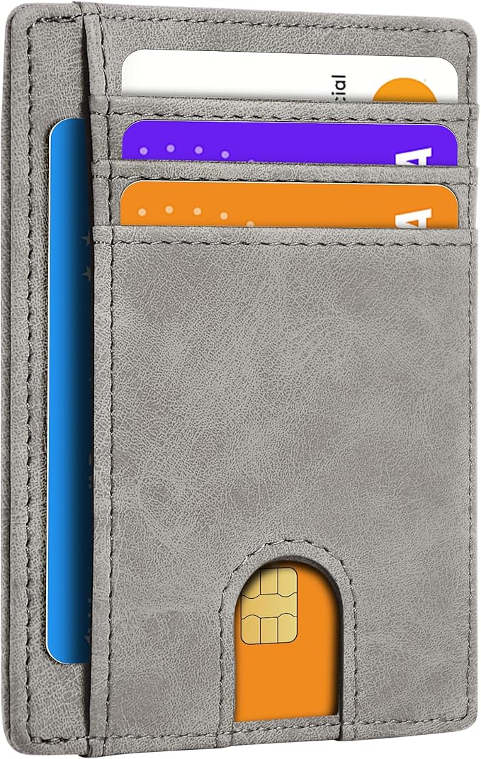 Slim Minimalist Wallet for Men,Front Pocket Wallet RFID Blocking Small Thin Credit Card Holder,ID Card Case Gift for Men Grey
