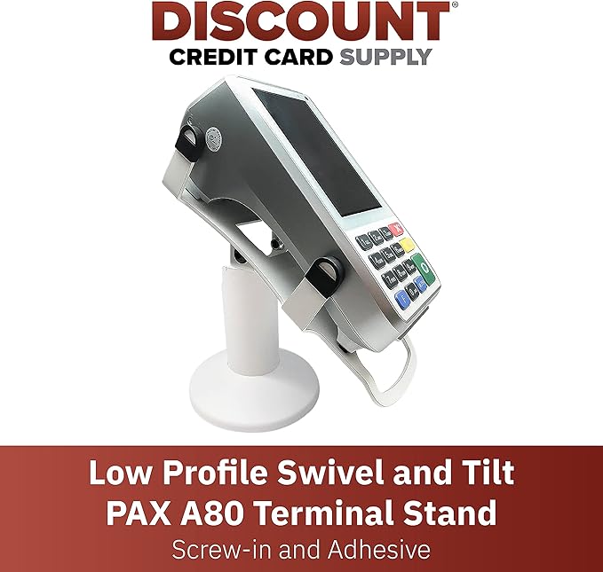 DCCStands Pax A80 Swivel and Tilt Stand, Screw-in and Adhesive - Low Profile, White