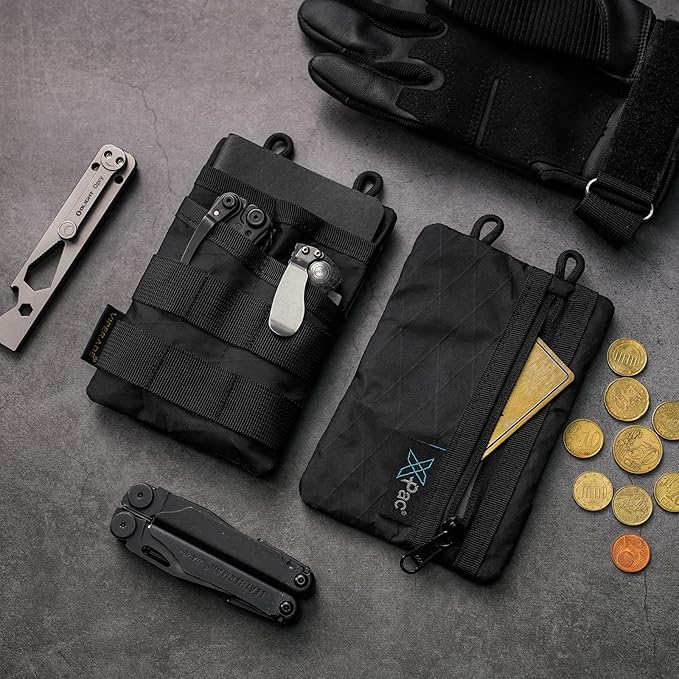 VIPERADE VE3 Tool Organizer, Nylon Tool Belt Loop with 4 Pockets EDC Pouch for Flashlight/Pocket Knife, Tactical Pen, Notebook (X-PAC-BK)