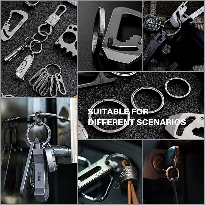 MecArmy Titanium 3pcs/4pcs/7pcs/18pcs Key Rings Keychain Large Small Split Rings