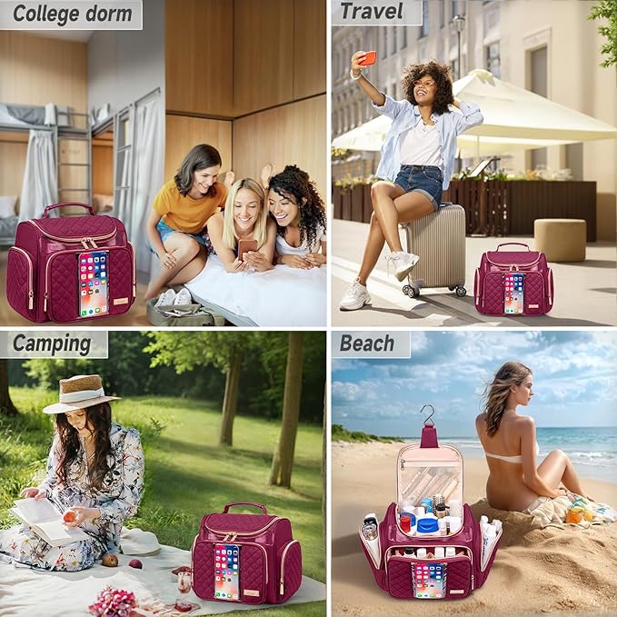 Tealari Large Toiletry Bag for Women Men,Bathroom Bag,Water Resistant Shower Bag,Makeup Bag,Portable Shower Caddy for College Dorm,Hanging Travel Toiletry Bag with Transparent Waterproof Phone Pocket