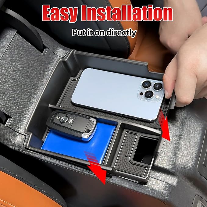 Center Console Organizer Tray Compatible with 2026 2025 Ford Bronco 4-Door, Armrest Storage Box Insert Interior Accessories