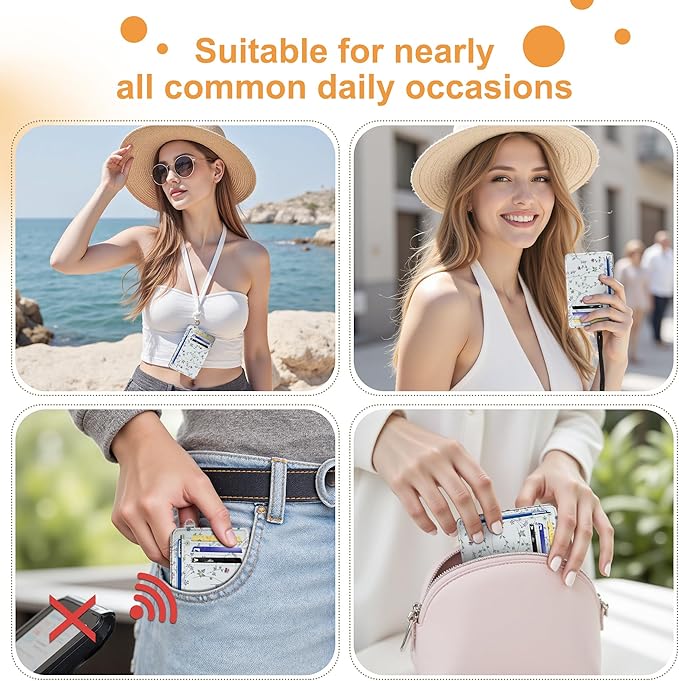 SEAVILIA Credit Card Holder for Women, Floral RFID Wallet Women, Slim Minimalist Front Pocket Card Holder, Cute Thin Travel RFID Blocking Card Case, Small Wallets Woman Gifts Girls