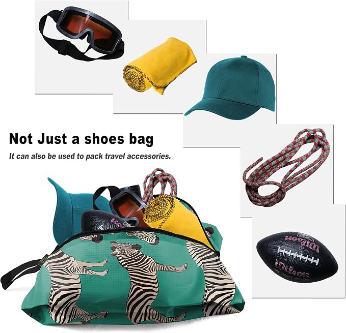 BeeGreen Shoe Bags 6 Pack Animal Design for Travel with Handle as Packing Organizers for Suitcase and Luggage | Portable Nylon Storage Accessories for Vacations, Essential Gifts for Women and Men