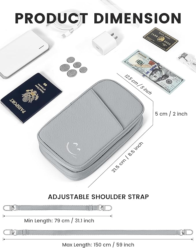 Travelkin 2-in-1 Passport Holder & Travel Organizer for Family with RFID Blocking, Multiple Passport Wallet for Men Women, Travel document holder for Credit Cards, Cash, and Electronic Essentials