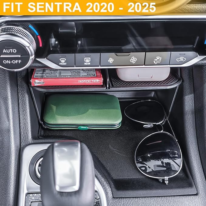 TACOBRO Center Console Tray Compatible with Nissan Sentra 2020 2021 2022 2023 2024 2025 Accessories Armrest Box Insert Organizer Secondary Storage Compartment ABS Material