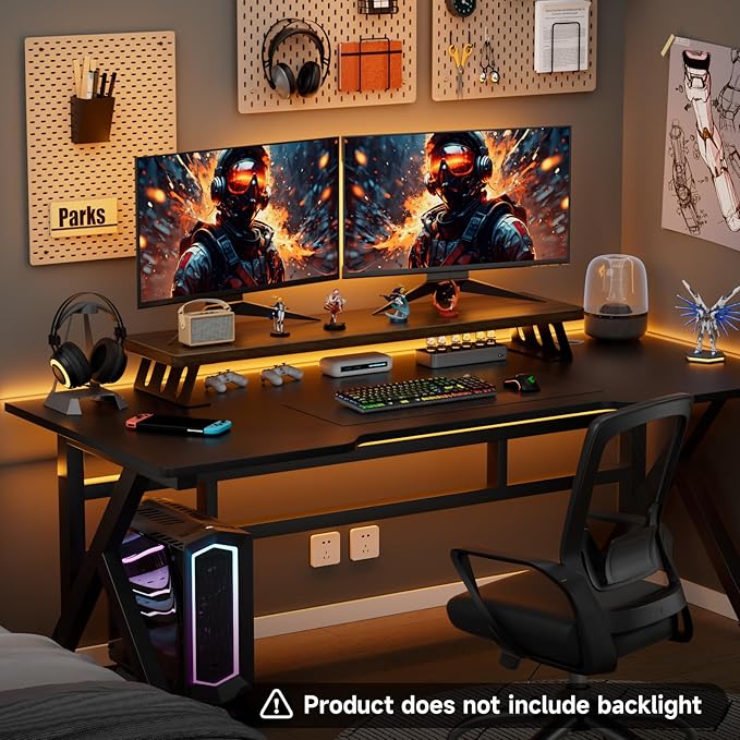 Dual Monitor Stand, 39 Inch Large Wood Monitor Stands for 2 Monitors
