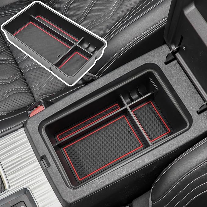 TACOBRO Center Console Organizer Compatible with Nissan Altima 2019 2021 2022 2023 2024 2025 2026 Accessories, Armrest Insert Tray with Coin Holder Keep Organized with Rubber Pad Red
