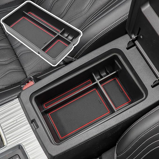 TACOBRO Center Console Organizer Compatible with Nissan Altima 2019 2021 2022 2023 2024 2025 2026 Accessories, Armrest Insert Tray with Coin Holder Keep Organized with Rubber Pad Red