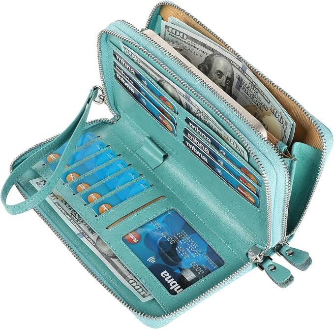 Lavemi Small Compact Women Wallet RFID Blocking Genuine Leather Bifold Purse with ID Windows