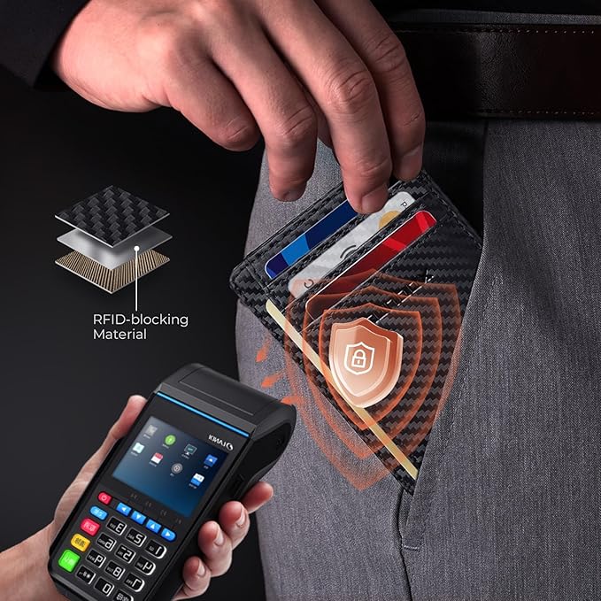 RUNBOX Slim ID Cases Minimalist Front Pocket RFID Blocking Leather Wallets for Men and Women Card Holder Wallets Gifts for men