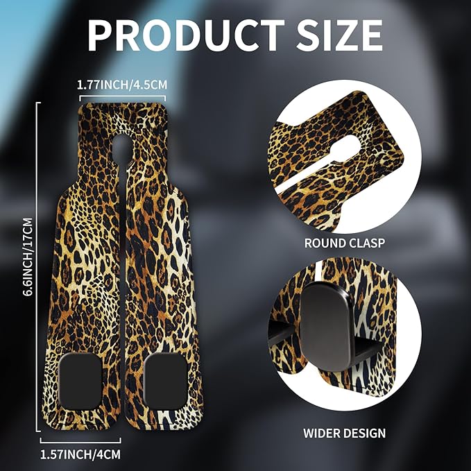 Car Seat Headrest Hook, Universal Leather Cute Hanger Holder Hook, Storage Organizer Interior Accessories for Purse Bags Handbag Luxury Leopard