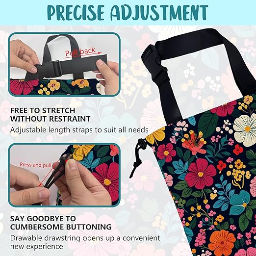 Car Garbage Bag Watercolor Floral and Leaves Drawstring Car Trash Bag Hanging for Back Seat with Adjustable Buckle Canvas Vehicle Trash Can Easy-to-Install